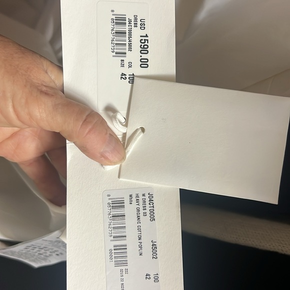 Jil Sander Dress Heavy Organic Cotton Poplin Size 2 White New With Tags - Picture 14 of 15